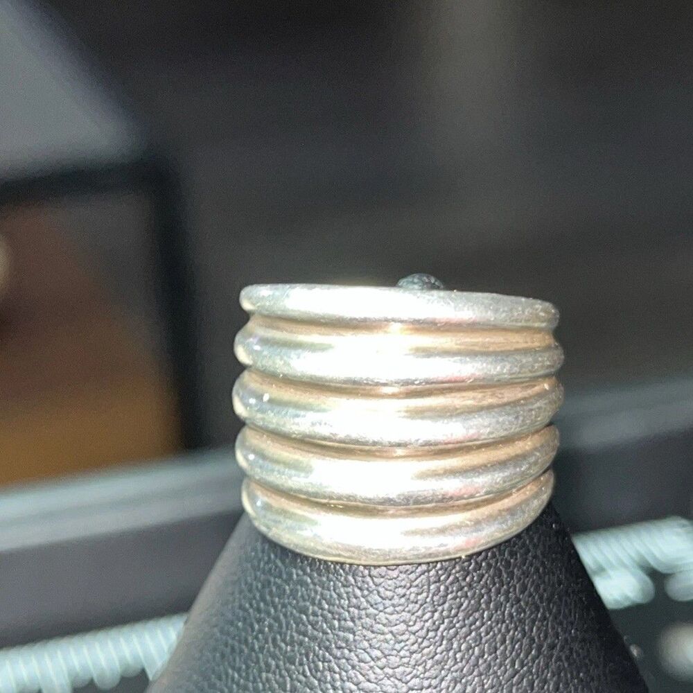 Vintage Sterling Silver Multi-Band Wide Statement Ring Size 8 – 6 Grams